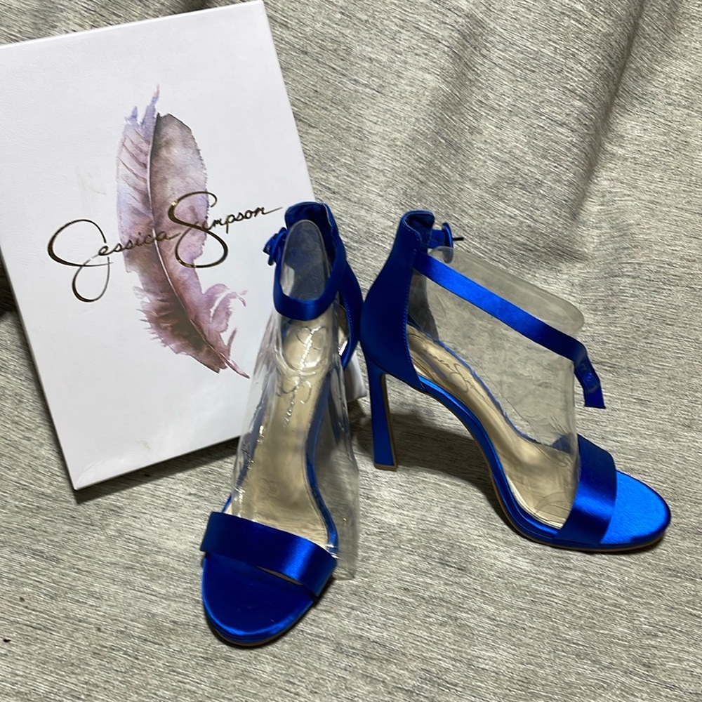 Jessica Simpson brand new blue satin heels size 8, 4.5” heels